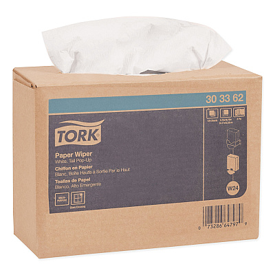 Tork Multipurpose Paper Wiper, 4-Ply, 9.75 x 16.75, White, 125/Box, 8 Boxes/Carton (TRK303362)
