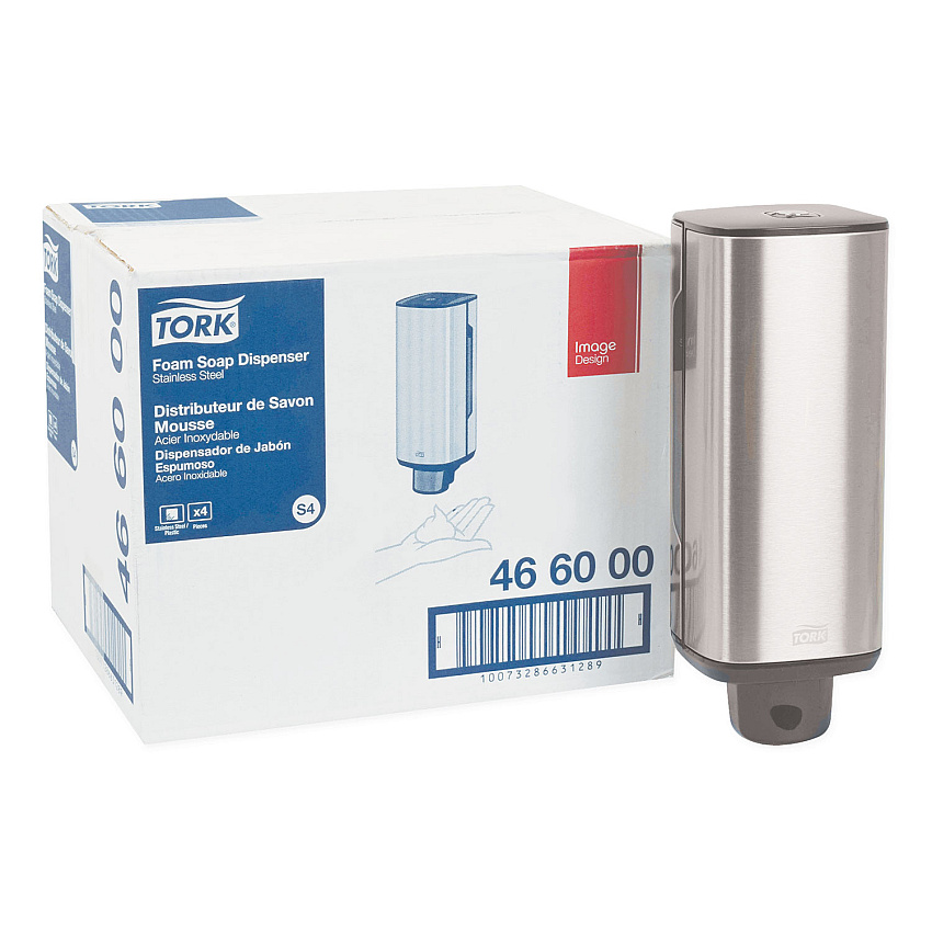 Tork Foam Skincare Manual Dispenser, 1 L Bottle; 33 oz Bottle, 4.25 x 4.25 x 11.38, Stainless Steel (TRK466000)