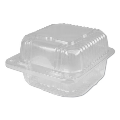 Durable Packaging Plastic Clear Hinged Containers, 21 oz, 5.63 x 5.63 x 3.25, Clear, 500/Carton (PXT11600)