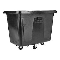 Rubbermaid Commercial Cube Truck, 12 cu ft, 400 lb Capacity, Medium-Density Polyethylene/Metal Frame, Black (RCP461200BLA)