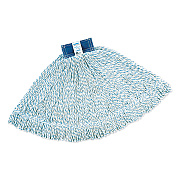 Rubbermaid Commercial Super Stitch Finish Mops, Cotton/Synthetic, White, Large, 1-in. Blue Headband (RCPD513)