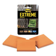 Post-it Extreme Notes Water-Resistant Self-Stick Notes, 3" x 3", Orange, 45 Sheets/Pad, 3 Pads/Pack (XTRM333TRYOG)