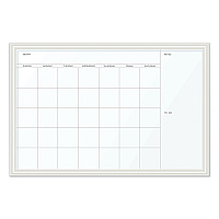 U Brands Magnetic Dry Erase Calendar with Decor Frame, One Month, 30 x 20, White Surface, White Wood Frame (UBR2075U0001)