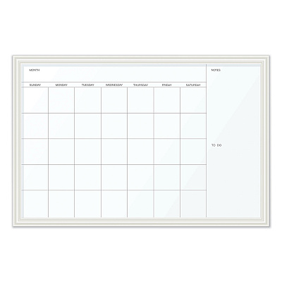 U Brands Magnetic Dry Erase Calendar with Decor Frame, One Month, 30 x 20, White Surface, White Wood Frame (UBR2075U0001)