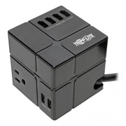 Tripp Lite Power Cube Surge Protector, 3 AC Outlets/6 USB-A Ports, 6 ft Cord, 540 J, Black (TLP366CUBEUS)