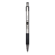 Zebra F-301 Ballpoint Pen, Retractable, Bold 1.6 mm, Black Ink, Stainless Steel/Black Barrel, 2/Pack (ZEB27312)