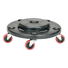 AbilityOne 7240016811787, SKILCRAFT Trash Can Dolly, 350 lb Capacity, 17.75" Diameter x 6"h, Black/Red