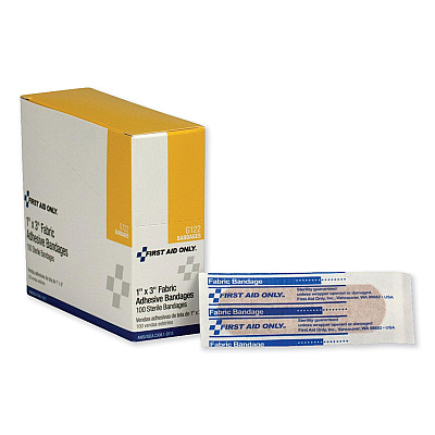 First Aid Only Fabric Bandages, 1 x 3, 100/Box (FAOG122)