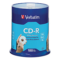 Verbatim CD-R Recordable Disc, 700 MB/80 min, 52x, Spindle, White, 100/Pack (VER94712)