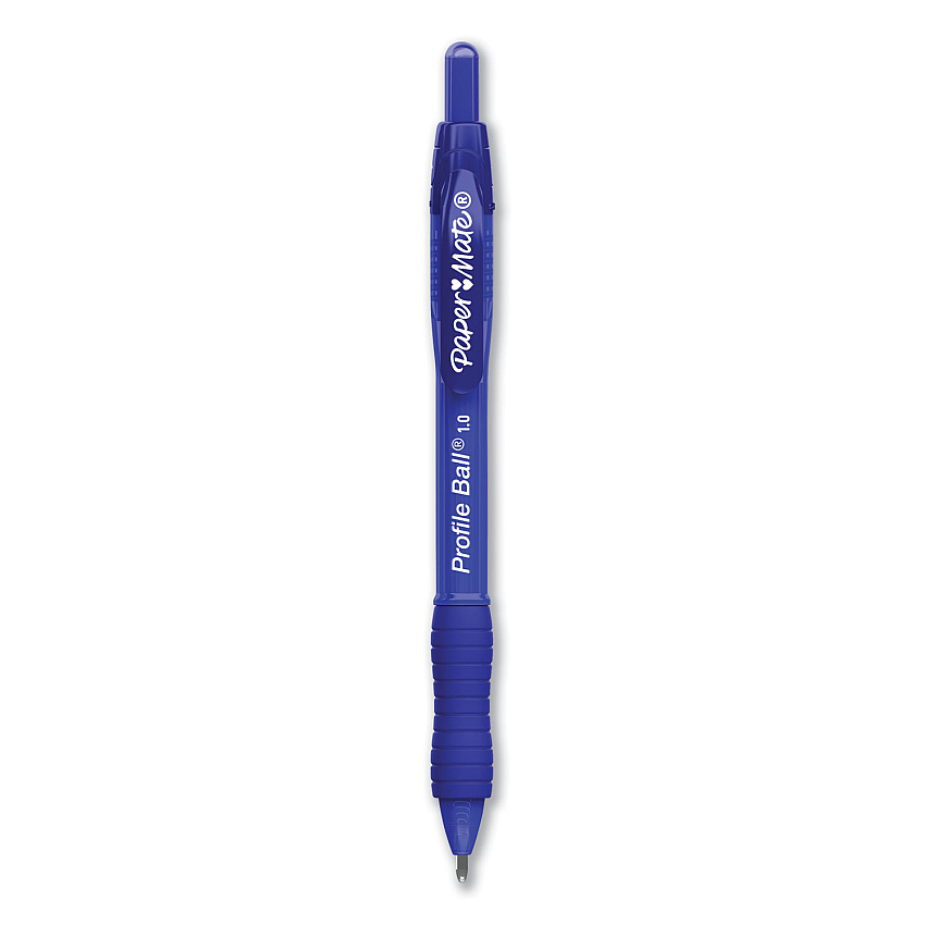 Paper Mate Profile Ballpoint Pen, Retractable, Medium 1 mm, Blue Ink, Translucent Blue Barrel, 4/Pack (PAP2113555)