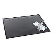 Artistic Desk Pad with Transparent Lift-Top Overlay and Antimicrobial Protection, 22" x 17", Black Pad, Transparent Frost Overlay (AOP41700S)