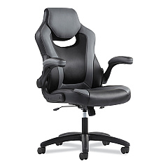 Sadie 9-One-One High-Back Racing Style Chair with Flip-Up Arms, Supports Up to 225 lb, Black Seat, Gray Back, Black Base (BSXVST911)