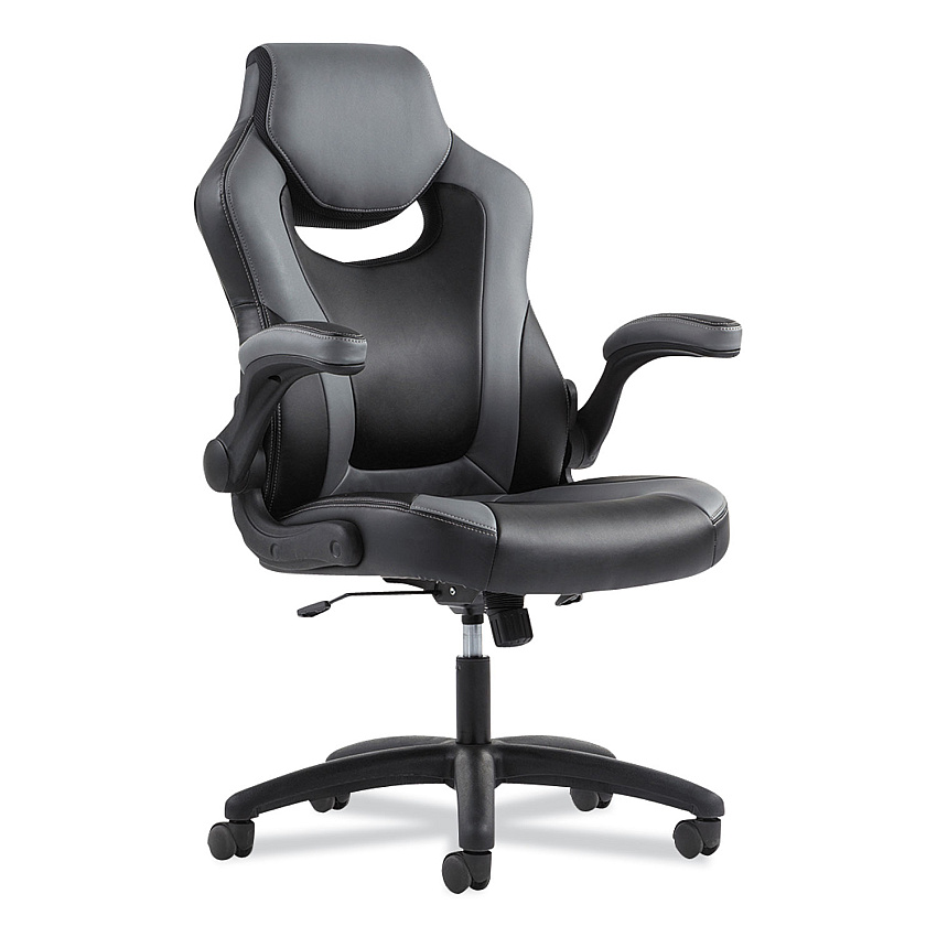 Sadie 9-One-One High-Back Racing Style Chair with Flip-Up Arms, Supports Up to 225 lb, Black Seat, Gray Back, Black Base (BSXVST911)