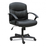 Sadie 3-Oh-Three Mid-Back Executive Leather Chair, Supports Up to 250 lb, 18.31" to 23.03" Seat Height, Black (VST303)