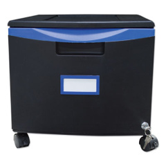 Storex Single-Drawer Mobile Filing Cabinet, 1 Legal/Letter-Size File Drawer, Black/Blue, 14.75" x 18.25" x 12.75" (61269U01C)