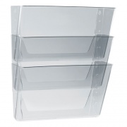 Storex Wall File, 3 Sections, Letter Size, 13" x 4" x 14",  Clear, 3/Set (70245U06C)