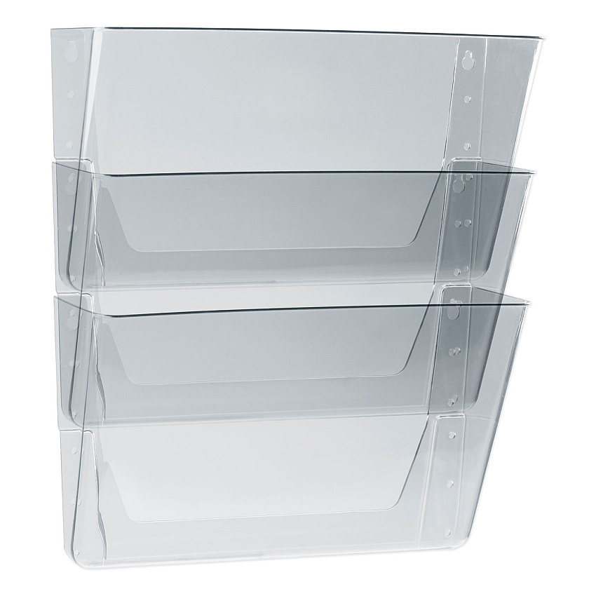 Storex Wall File, 3 Sections, Letter Size, 13" x 4" x 14",  Clear, 3/Set (STX70245U06C)