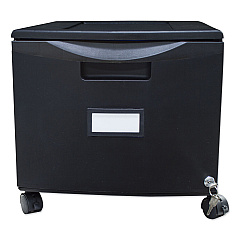 Storex Single-Drawer Mobile Filing Cabinet, 1 Legal/Letter-Size File Drawer, Black, 14.75" x 18.25" x 12.75" (STX61264B01C)