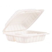 Dart Hinged Lid Containers, 3-Compartment, 8.3" x 8" x 3", White, 150/Carton (85MFPPHT3)