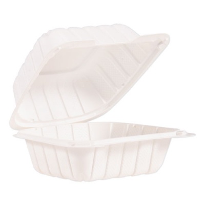 Dart ProPlanet Hinged Lid Containers, 6 x 6.3 x 3.3, White, Plastic, 400/Carton (60MFPPHT1)