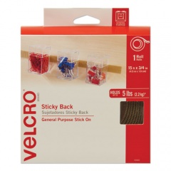 Velcro Sticky-Back Fasteners with Dispenser, Removable Adhesive, 0.75" x 15 ft, Beige (90083)