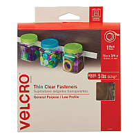 Velcro Sticky-Back Fasteners, Removable Adhesive, 0.75" x 15 ft, Clear (VEK91325)