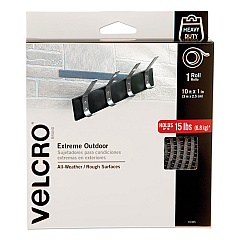 Velcro Heavy-Duty Fasteners, Extreme Outdoor Performance, 1" x 10 ft, Titanium (VEK91365)