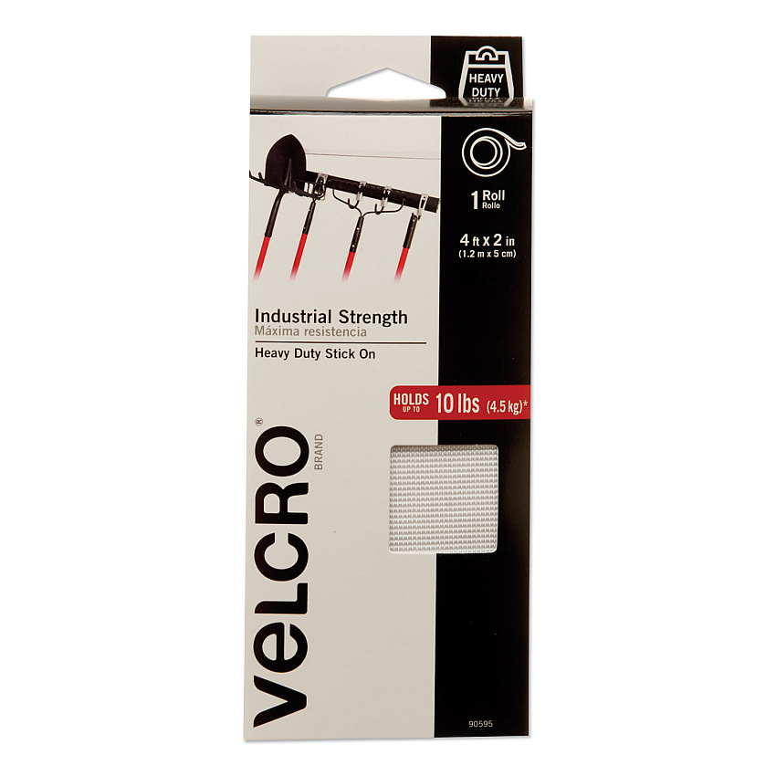 Velcro Industrial-Strength Heavy-Duty Fasteners, 2" x 4 ft, White (VEK90595)