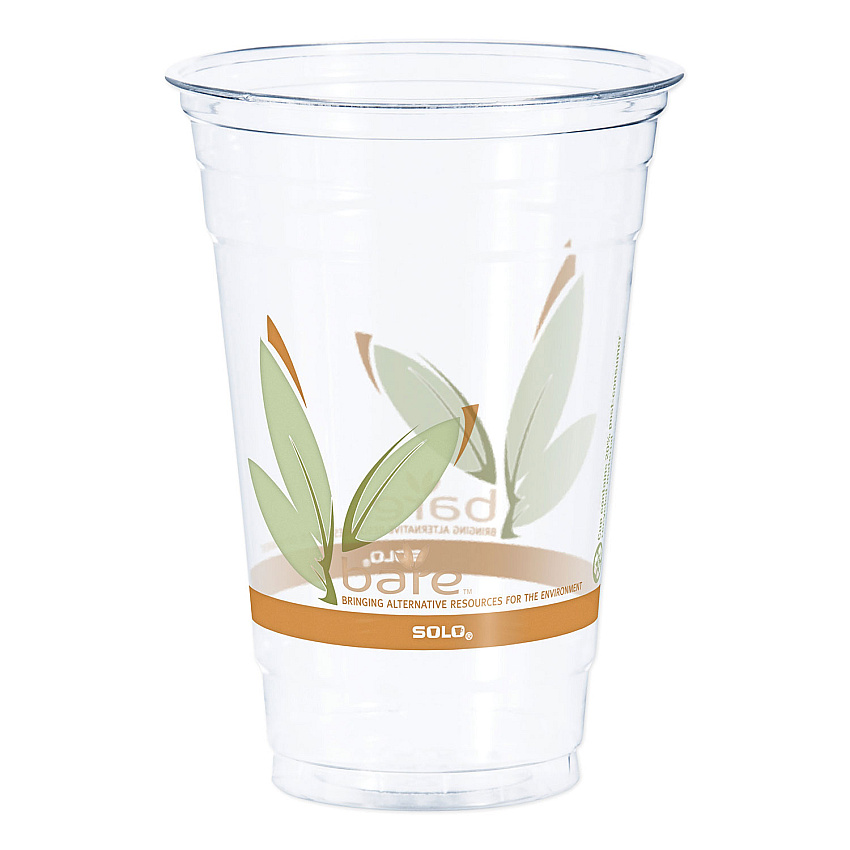 Dart Bare Eco-Forward RPET Cold Cups 20 oz, ProPlanet Seal, Leaf Design, Clear, 50/Pack, 12 Packs/Carton (DCCRTP20BARE)