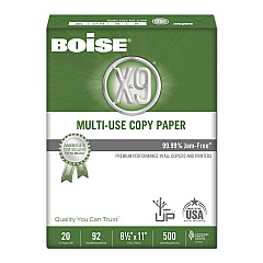 Boise X-9 Multi-Use Copy Paper, 92 Bright, 20 lb Bond Weight, 8.5 x 11, White, 500 Sheets/Ream, 5 Reams/Carton (CASOX9001JR)
