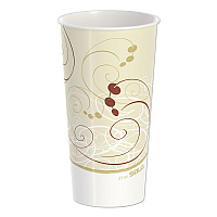 Solo Double Sided Poly Paper Cold Cups, 21 oz, Symphony Design, Tan/Maroon/White, 50/Pack, 20 Packs/Carton (SCCRNP21PSYM)