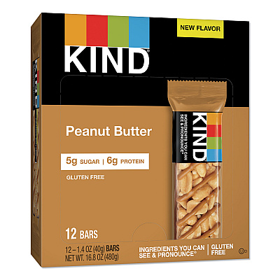 KIND Nuts and Spices Bar, Peanut Butter, 1.4 oz, 12/Pack (KND27742)