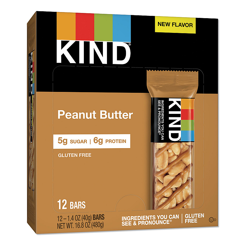 KIND Nuts and Spices Bar, Peanut Butter, 1.4 oz, 12/Pack (KND27742)
