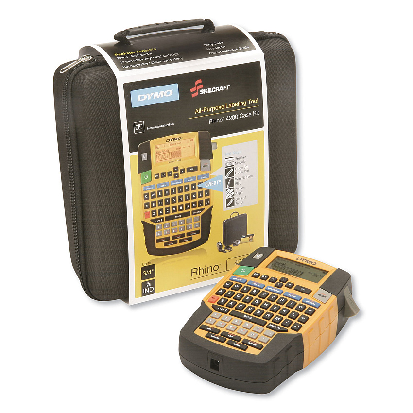 AbilityOne 7490016576125, SKILCRAFT Dymo Rhino 4200 All-Purpose Labeling Tool with QWERTY Keyboard, 2 Lines, 3.6 x 10.8 x 10.4