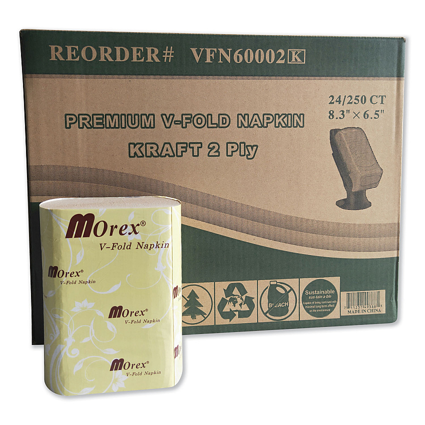 GEN Premium Interfold Pop-Up Dispenser Napkin, 6.5 x 5, Brown, 6,000/Carton (TEHVFN60002K)