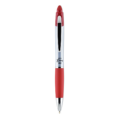 Zebra Z-Grip MAX Ballpoint Pen, Retractable, Medium 1 mm, Red Ink, Silver/Red Barrel, 12/Pack (ZEB22430)