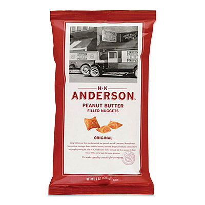 HK Anderson Peanut Butter Filled Pretzel Nuggets, Original, 2.5 oz Packets, 8/Carton (APBGOV20378)