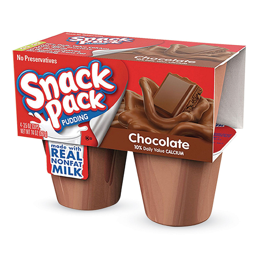 Snack Pack Pudding Cups, Chocolate, 3.5 oz Cup, 48/Carton (CNGHUN55418)