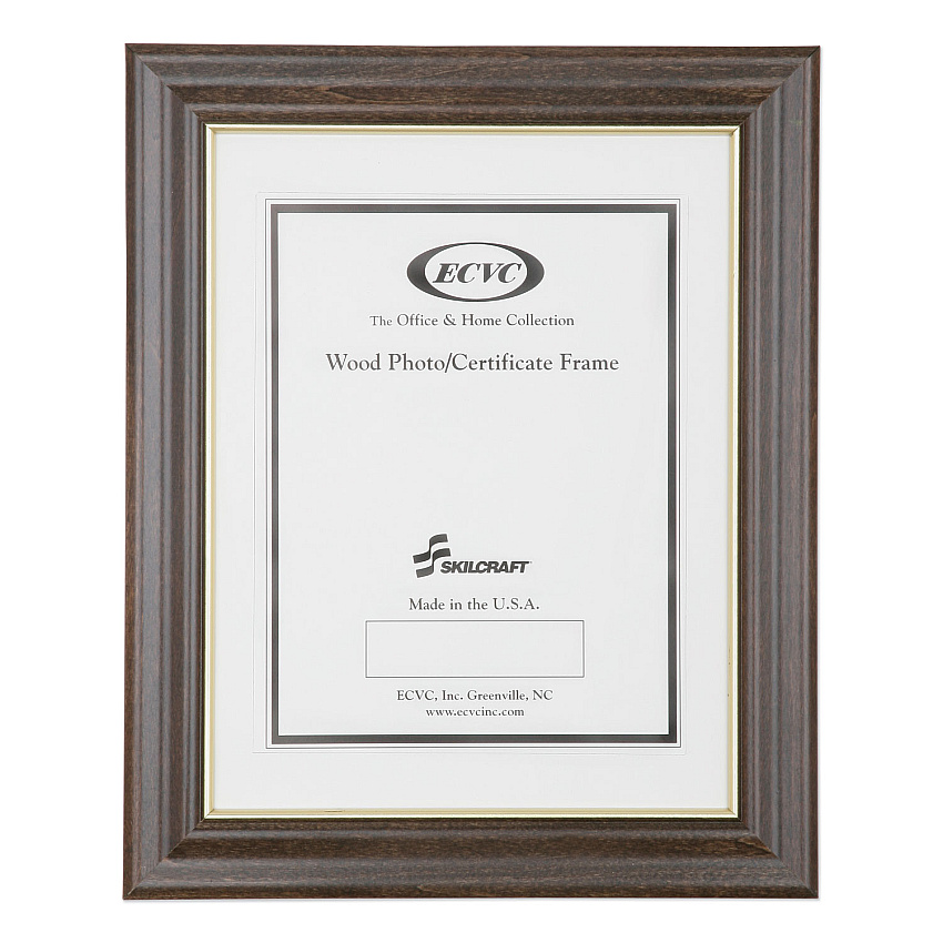 AbilityOne 7105012820631, SKILCRAFT Style C Photo Frame, Wood, 8.5 x 11, Walnut Stain