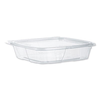 Dart ClearPac SafeSeal Tamper-Resistant/Evident Containers, Flat Lid, 35 oz, 7.9 x 8.8 x 1.8, Clear, Plastic, 100/Bag, 2 Bags/CT (DCCCH35DEF)