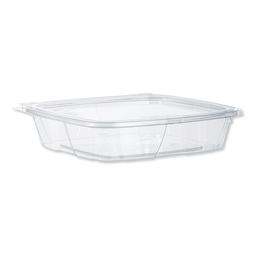 Dart ClearPac SafeSeal Tamper-Resistant/Evident Containers, Flat Lid, 35 oz, 7.9 x 8.8 x 1.8, Clear, Plastic, 100/Bag, 2 Bags/CT (DCCCH35DEF)