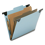 AbilityOne 7530016216198, SKILCRAFT Hanging Classification Folders, Letter Size, 2 Dividers, 2/5-Cut Exterior Tabs, Light Blue, 10/Box