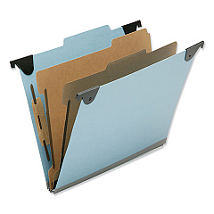 AbilityOne 7530016216198, SKILCRAFT Hanging Classification Folders, Letter Size, 2 Dividers, 2/5-Cut Exterior Tabs, Light Blue, 10/Box