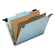 AbilityOne 7530016216199, SKILCRAFT Hanging Classification Folders, Legal Size, 2 Dividers, 2/5-Cut Exterior Tabs, Light Blue, 5/Box