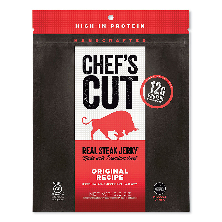 Chef's Cut Real Steak Jerky, Original Recipe, 2.5 oz Bag (CHUCCR00500)