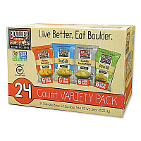 Boulder Canyon Chips Variety Pack, Hickory Barbeque, Sea Salt, Sea Salt and Cracked Pepper, Olive Oil, 1.5 oz, 24/Carton (BRCPBR12283)