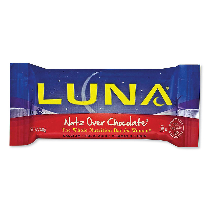 LUNA Bar Whole Nutrition Bar, Nutz Over Chocolate, 1.69 oz Bar, 15 Bars/Box (CBCCCC30310)