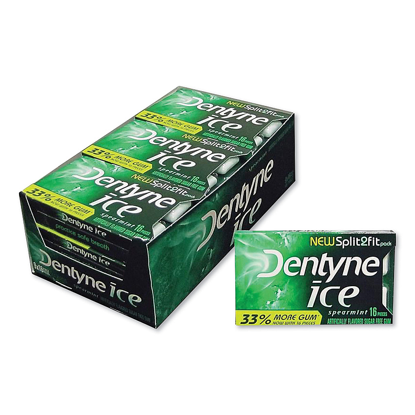 Dentyne Ice Sugarless Gum, Spearmint, 16 Pieces/Pack, 9 Packs/Box (CDBAMC31500)