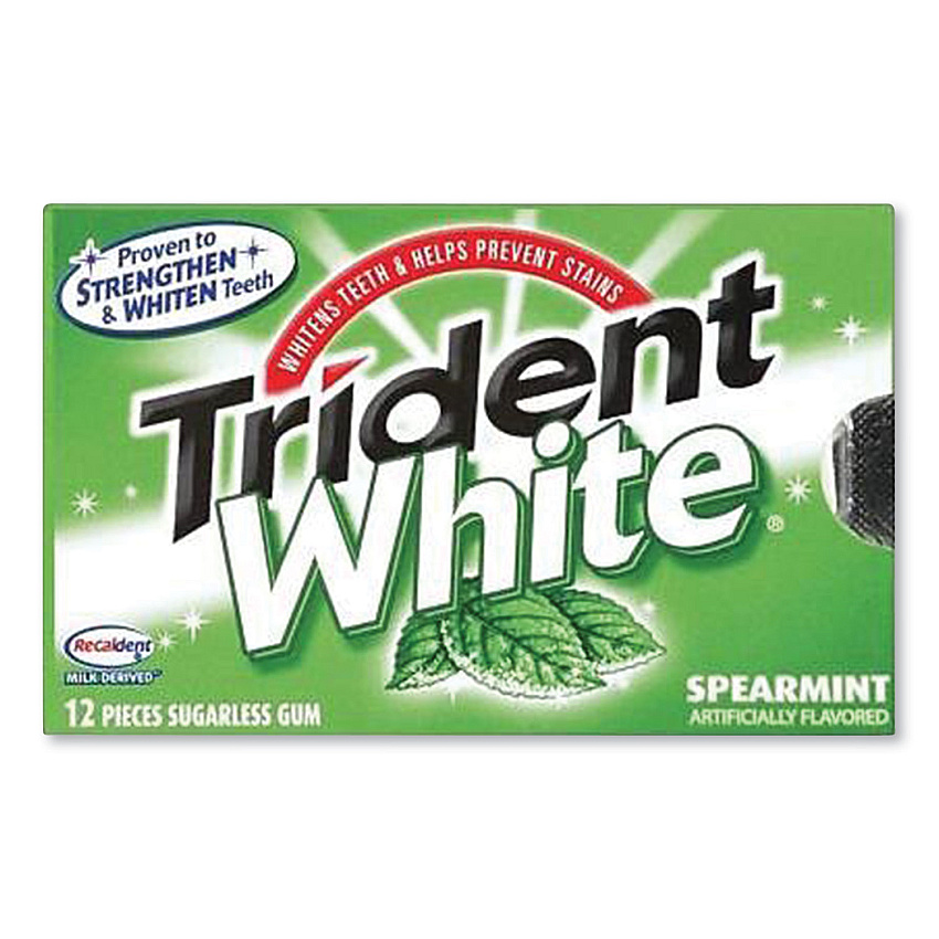 Trident Sugar-Free Gum, White Spearmint, 16 Sticks/Pack, 9 Packs/Box (CDBAMC67610)