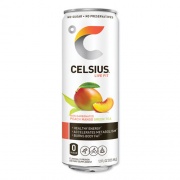 Celsius Live Fit Fitness Drink, Peach Mango Green Tea, 12 oz Can, 12/Carton (CLL01055)